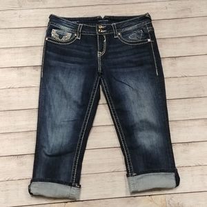 Vigoss Embellished Denim Cropped Jean Capris